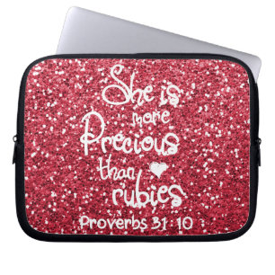 She Is More Precious Than Rubies Proverbs Glitter Laptop Sleeve