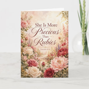 She Is More Precious Than Rubies Watercolor Script Card