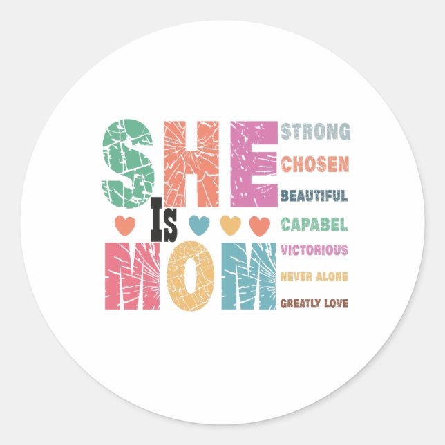 She is Mum Classic Round Sticker (Front)