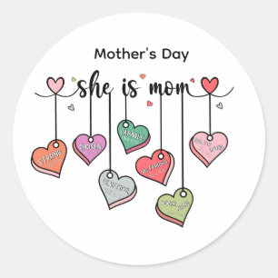  She is Mum   Happy Mother's Day Classic Round Sticker