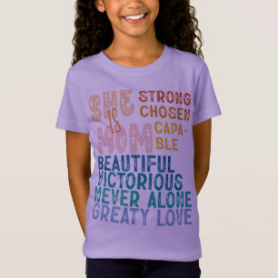 She Is Mum Inspirational Retro Typography Mother's T-Shirt