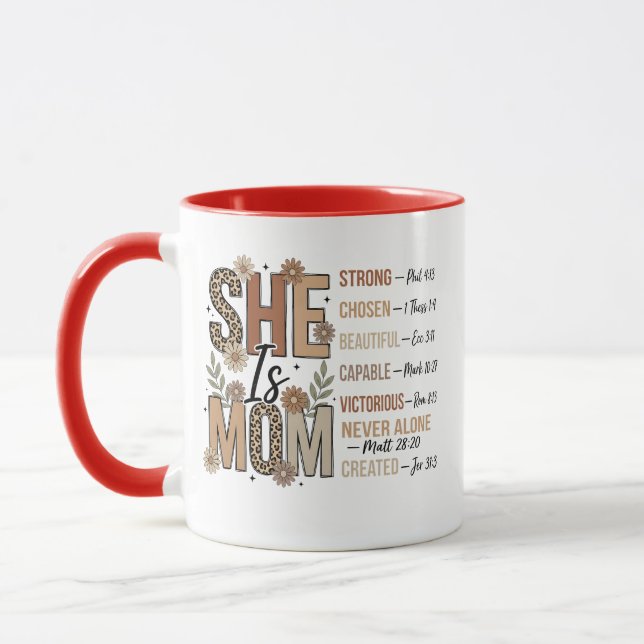 She Is Mum Mug | Floral Leopard Print Mum Gift (Left)