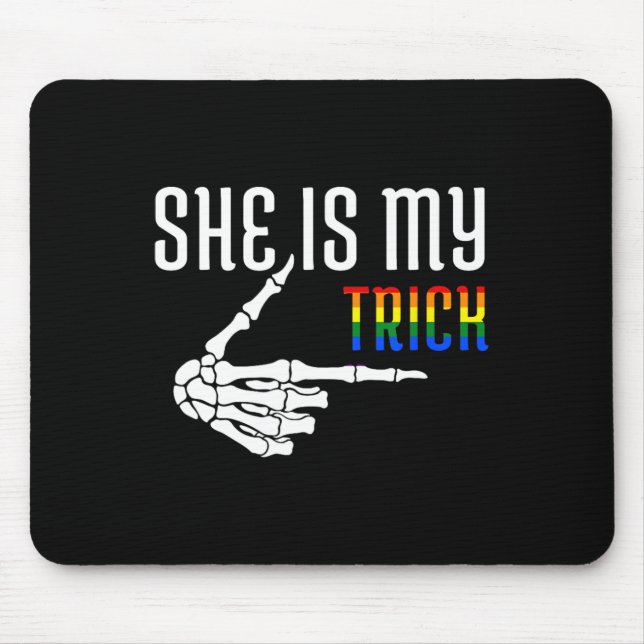 She Is My Trick Skeleton Matching Couple Halloween Mouse Pad (Front)