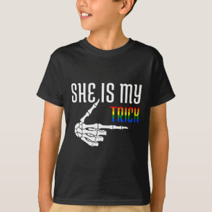 She Is My Trick Skeleton Matching Couple Halloween T-Shirt