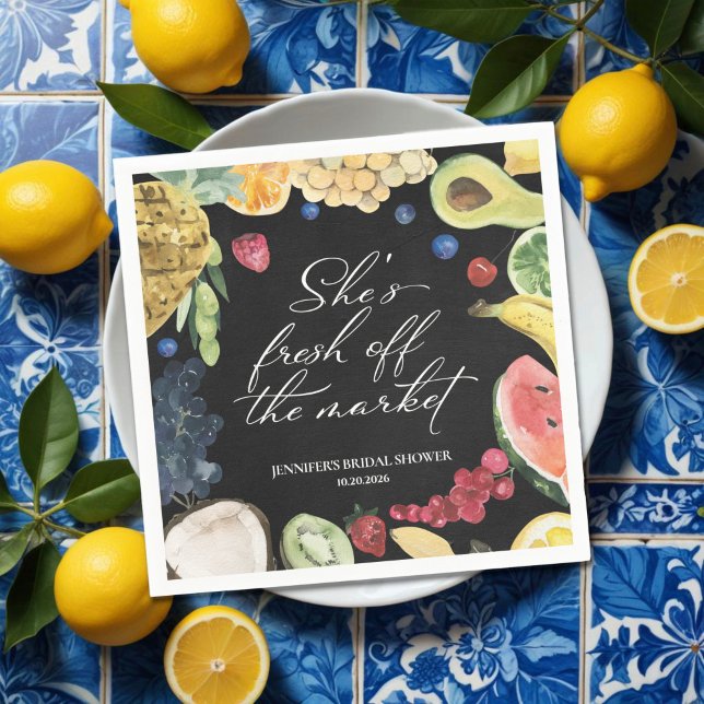 She is off the Market | Chalkboard Bridal Shower Napkin (Creator Uploaded)