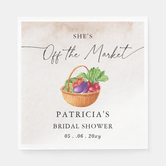 She is off the Market Farmers Market Bridal Shower Napkin (Front)