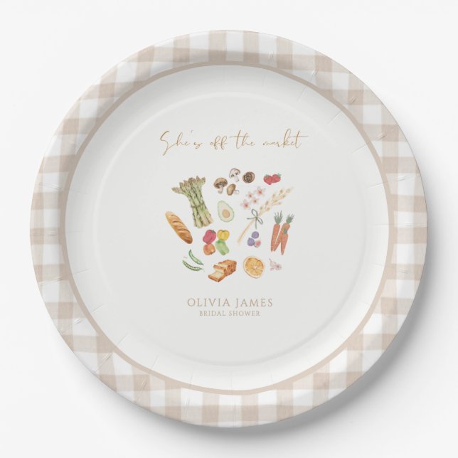 She is off the market floral bridal shower paper plate (Front)
