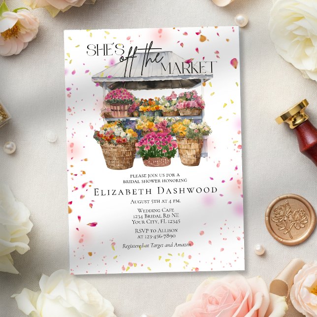 She Is Off The Market Floral Shop Bridal Shower Invitation (Creator Uploaded)