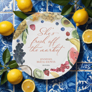She is off the Market Watercolor Bridal Shower Paper Plate