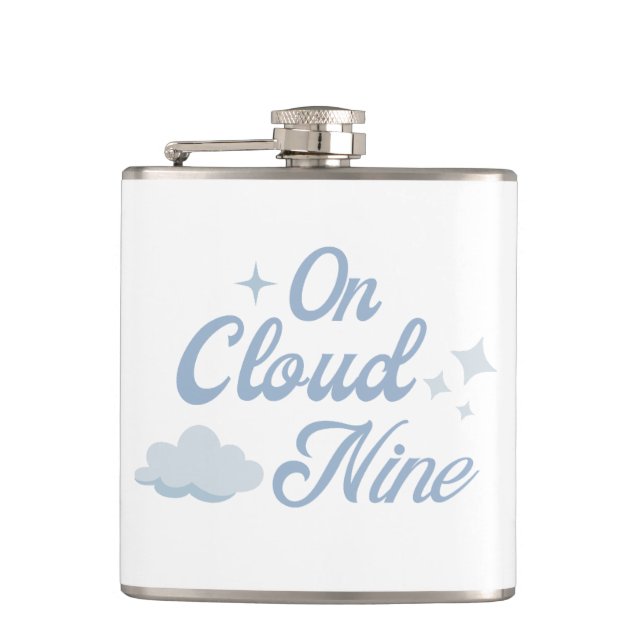 She Is On Cloud 9 Bachelorette Party Favours Hip Flask (Front)