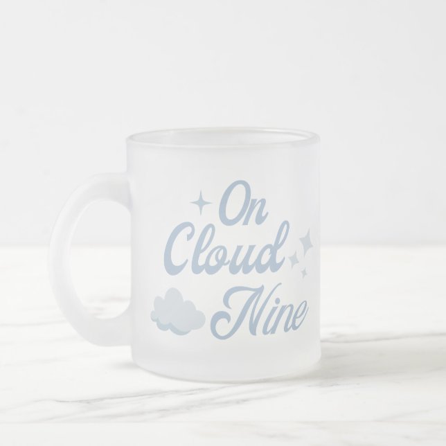 She Is On Cloud 9 Bachelorette Party  Frosted Glass Coffee Mug (Left)