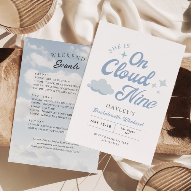 She Is On Cloud 9 Bachelorette Weekend Itinerary Invitation (Creator Uploaded)