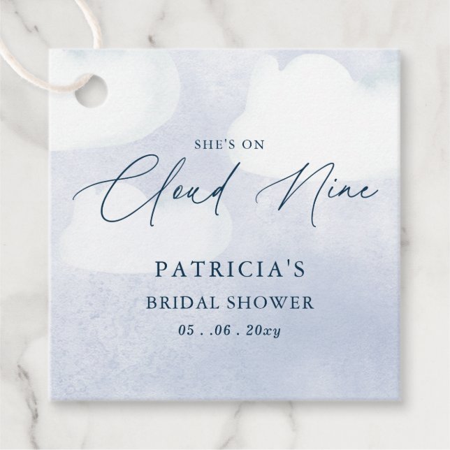 She is on Cloud Nine Bridal Shower Favour Tags (Front)