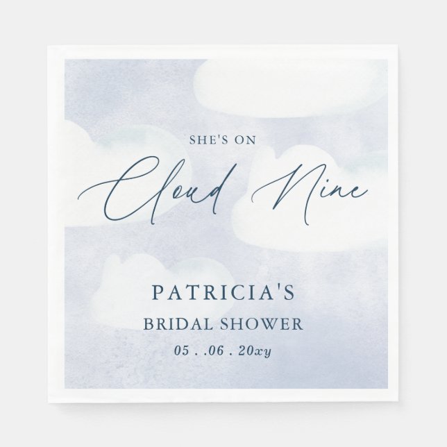 She is on Cloud Nine Bridal Shower Napkin (Front)