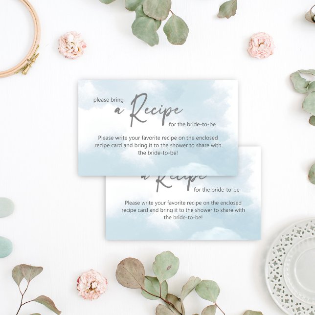 She is on cloud nine bridal shower recipe request enclosure card (She is on cloud nine bridal shower recipe request enclosure card)