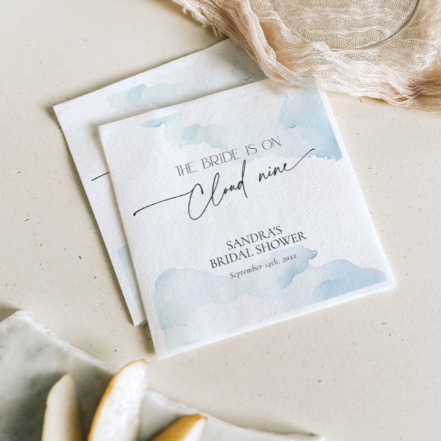 She is on Cloud Nine Something Blue Bridal Shower Napkin (Creator Uploaded)