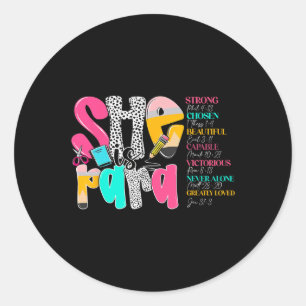 She Is Para Teacher Happy First Day Of School Back Classic Round Sticker