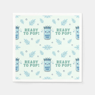 She Is Ready To Pop Baby Shower Blue Boho Kawaii Napkin