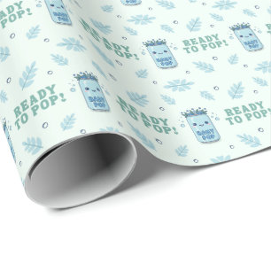 She Is Ready To Pop Baby Shower Boy Boho Kawaii  Wrapping Paper