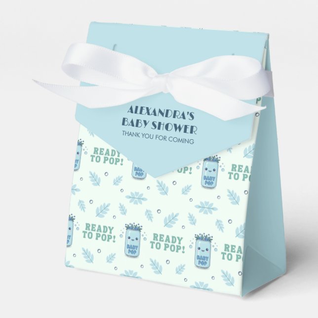 She Is Ready To Pop Blue Boho Kawaii Soda Favour Box (Front Side)