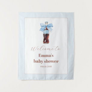 She Is Ready to Pop Blue Soda Pop Baby Shower Tapestry