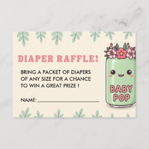 She Is Ready To Pop Floral Cute Soda Diaper Raffle Enclosure Card
