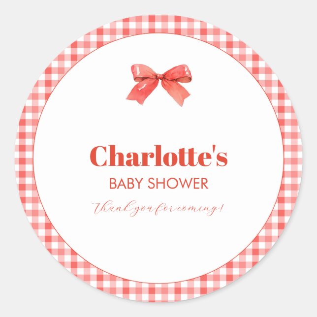 She Is Ready to Pop Red Soda Pop Baby Shower Classic Round Sticker (Front)