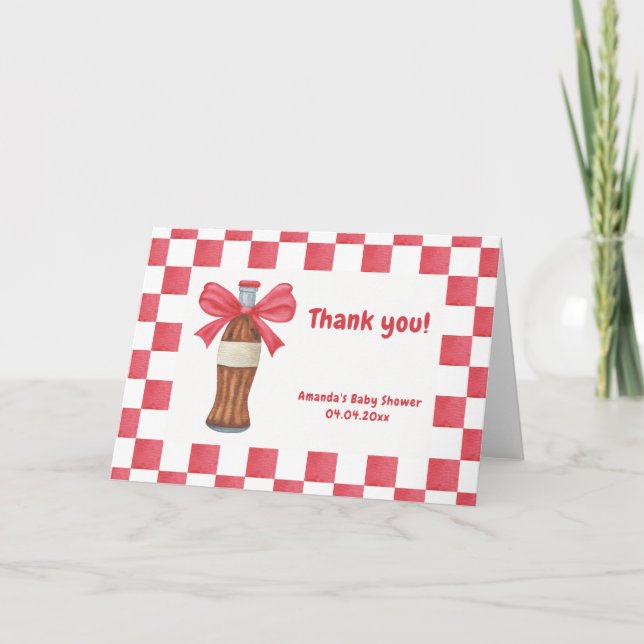 She is Ready to Pop Soda Bottle Baby Shower Thank You Card (Front)