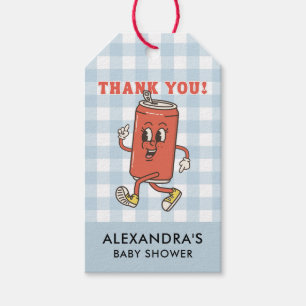 She Is Ready To Pop Thank You Blue Gingham Gift Tags