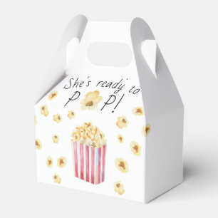 She is Ready to Pop Watercolor Popcorn Baby Shower Favour Box