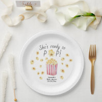 She is Ready to Pop Watercolor Popcorn Baby Shower