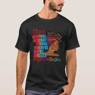 She Is Strong Black Woman Afro Girls Melanin Black T-Shirt