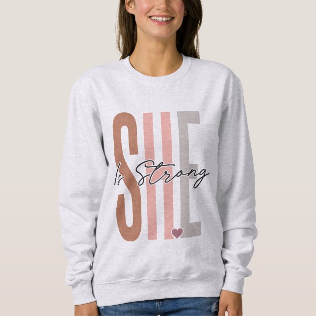 She Is Strong Boho Christian Sweatshirt (Front)