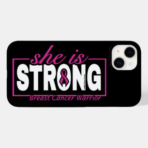 She is STRONG...Breast Cancer Case-Mate iPhone 14 Plus Case