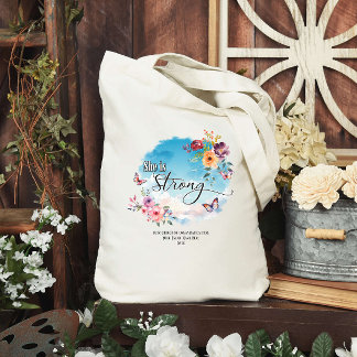 She Is Strong Faith Sunday School Custom Bible Tote Bag