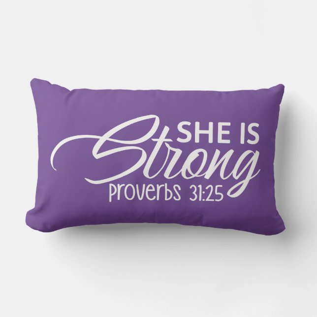 She Is Strong Proverbs 31:25 Lumbar Cushion (Front)