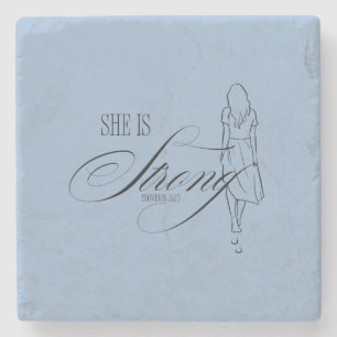 She is Strong Proverbs 31:25 Stone Coaster