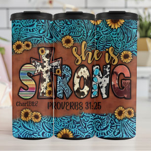 She Is Strong: Proverbs 31:25 Thermal Tumbler