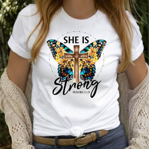 She Is Strong Women's Christian Faith T-Shirt