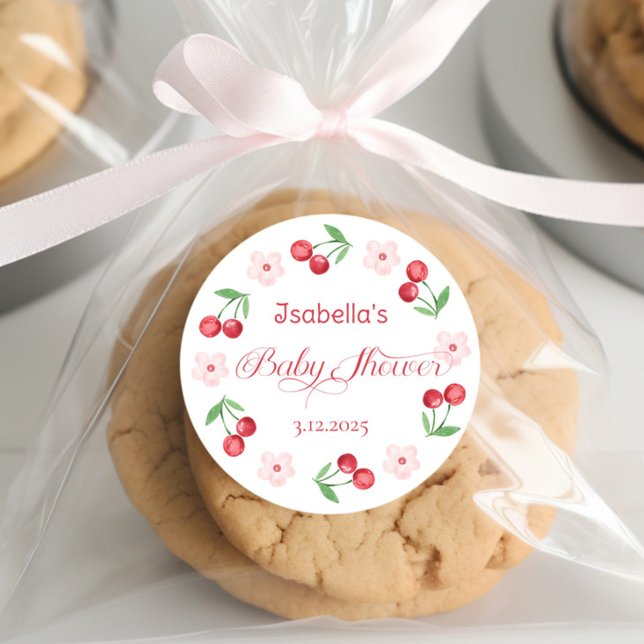 She is the Cherry on Top Baby shower Classic Round Sticker (Creator Uploaded)