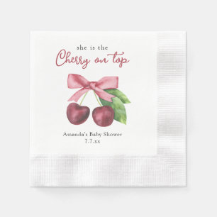 She is the cherry on top baby shower napkin