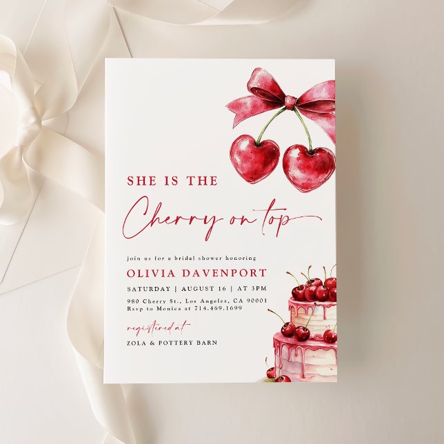 She is the Cherry on Top Bridal Shower Invitation (Creator Uploaded)