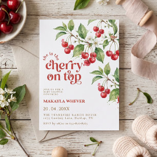 She is the Cherry on Top Watercolor Baby Shower Invitation