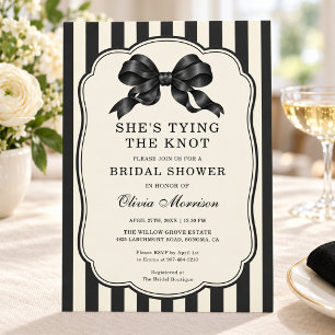 She is Tying the Knot Black Bow Bridal Shower Invitation