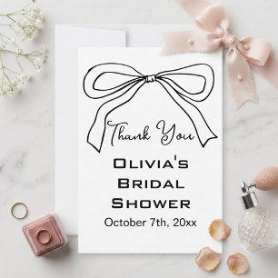 She Is Tying the Knot Black Bow Bridal Shower Thank You Card