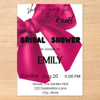 She Is Tying the Knot Bow Bridal Shower invitation