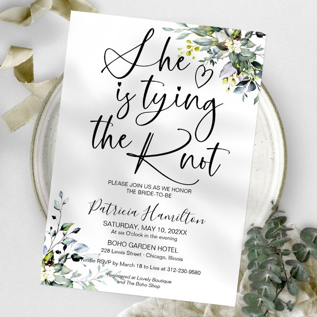 She Is Tying The Knot Bridal Shower Invitation (Creator Uploaded)