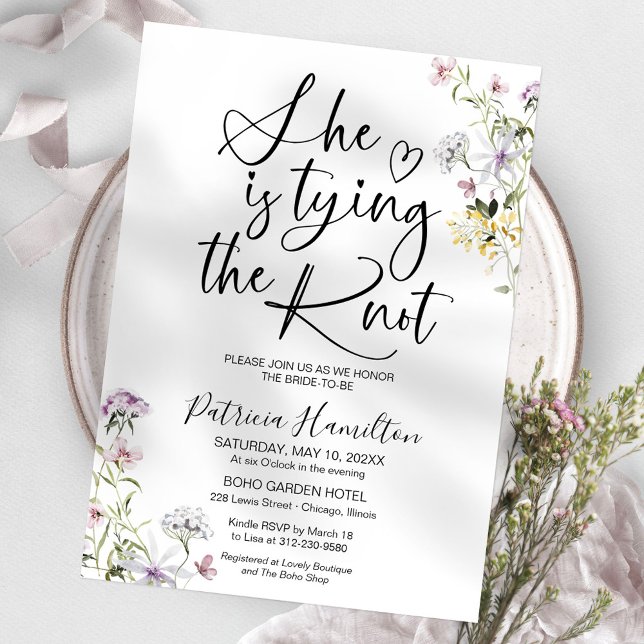 She Is Tying The Knot Bridal Shower Invitation (Creator Uploaded)