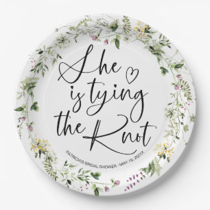 She Is tying The Knot Bridal Shower Paper Plate