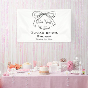 She Is Tying the Knot Cute Black Bow Bridal Shower Banner